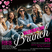 Black Galentine's Day Brunch Instagram Post template