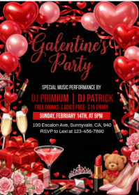 Black Galentine's Party A6 template