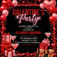 Black Galentine's Party Instagram Post template