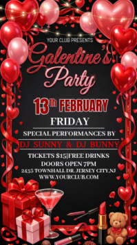 Black Galentine's Party Instagram Story template