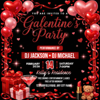 Black Galentine's Party Square template
