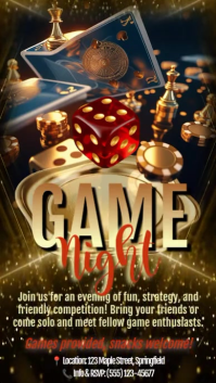 Black Game Night Party Flyer Ad Animated Instagram Story template