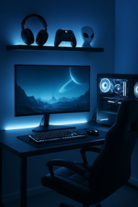 สีดำ Gaming Setup Poster Template