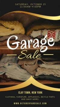 Black Garage Sale Advert Digital Display Design Instagram Story template