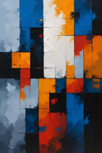 Black Geometric Abstract Painting With Bold Brushstrokes And Vibrant Colors Poster template