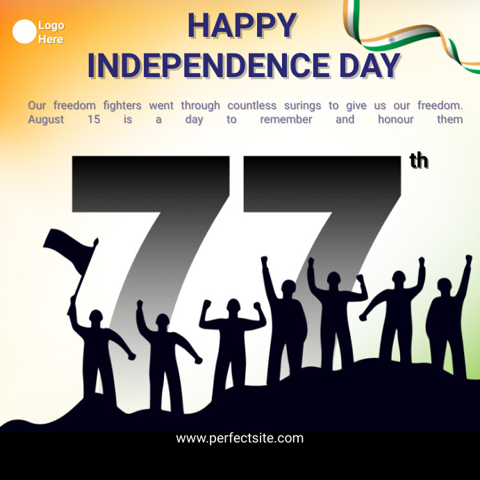 Black Geometric August 15 Independence Day In Instagram na Post template