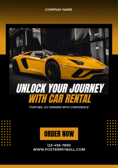 Black geometric car rent a2 Template | PosterMyWall