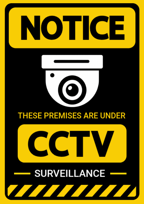 Prius Warning Sign Black Geometric Cctv Surveillance Warning Sign A4 Template | PosterMyWall