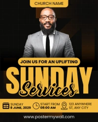 Black Geometric Church Sunday Worship Service Instagram Portrait template