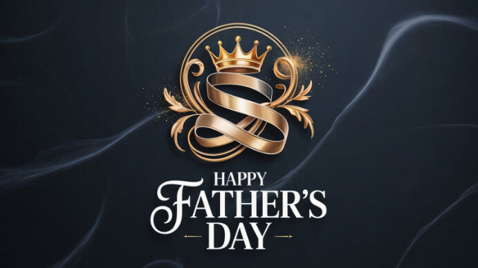 Black Geometric Elegant Happy Father's Day Poster Royal Crown Black & Gold Design  Digital Display ( Ekran reklamowy (16:9) template