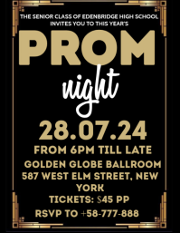 Black Geometric High School Prom Flyer Folder (US Letter) template