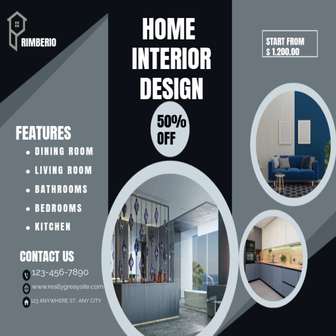 Copy of Black Geometric Home Interior Design Instagram Post | PosterMyWall