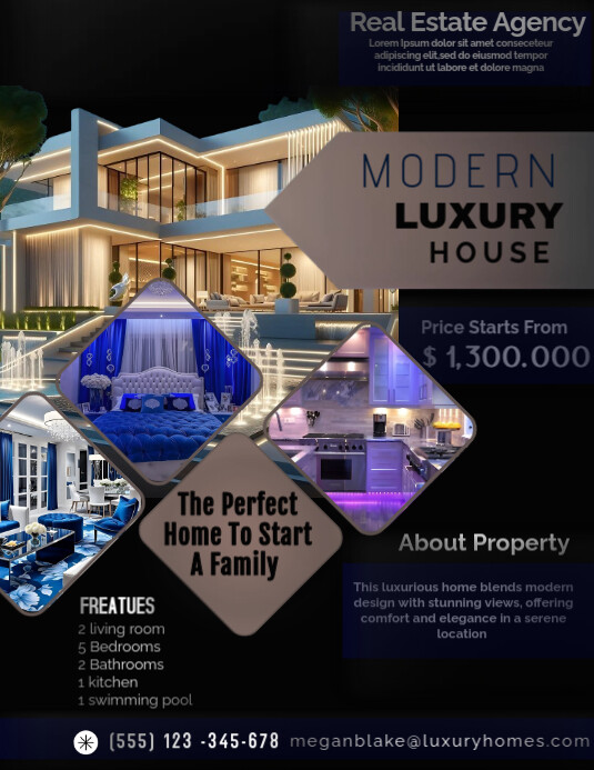 Copy of Black Geometric Luxury Real Estate Flyer (us Letter) | PosterMyWall