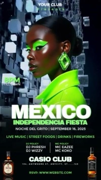 Black Geometric Mexico Independence Day Party Flyer  Instagram Reel template