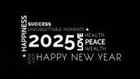 Black Geometric New Year Word Cloud Glitter Glam  Facebook Cover Video (16:9) template