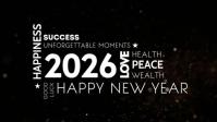 Black Geometric New Year Word Cloud Glitter Glam  Facebook Cover Video (16:9) template