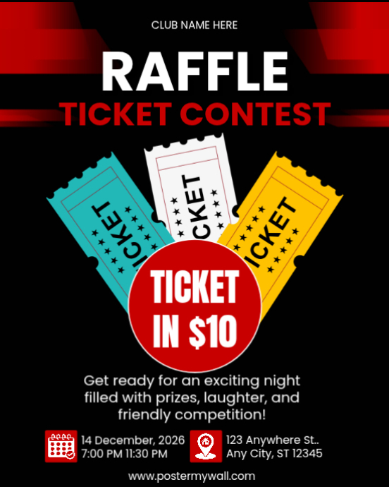 Black Geometric Raffle Ticket Contest Instagram Portrait Template ...