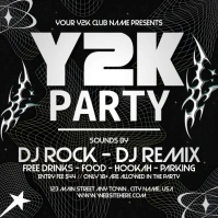 Black Geometric Y2k Party Invitation Instagram Post template