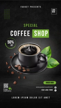 Black Geometris Coffee Shop Promotion Instagram Story template