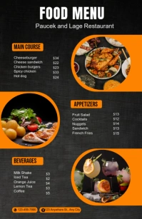 Black Geometris Restaurant Menu Tabloid template