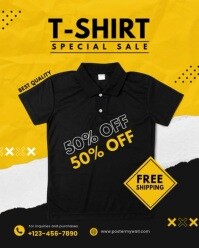 สีดำ T-Shirt Sale Instagram Portrait Template