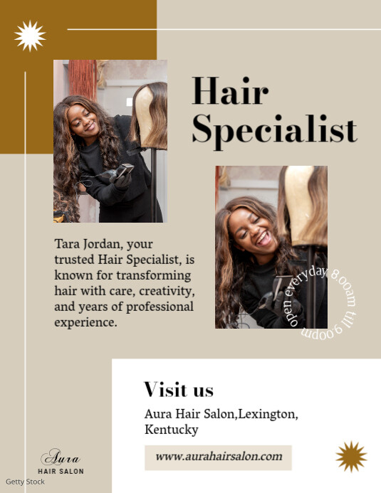 Black girl hairdresser Ulotka (US Letter) template