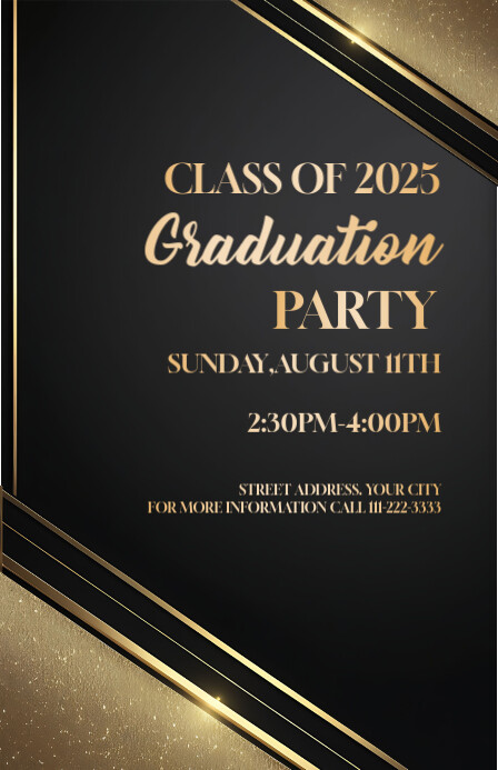 Black gold Abstract Graduation Half Page Wide Template | PosterMyWall