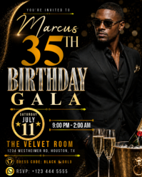 Black Gold Birthday Gala Invitation Instagram Portrait template