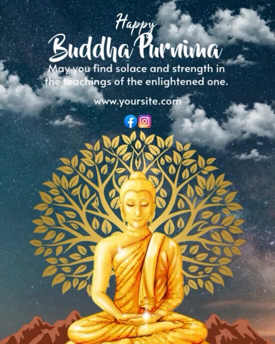 Black Gold Buddha Purnima Instagram Post Design Template