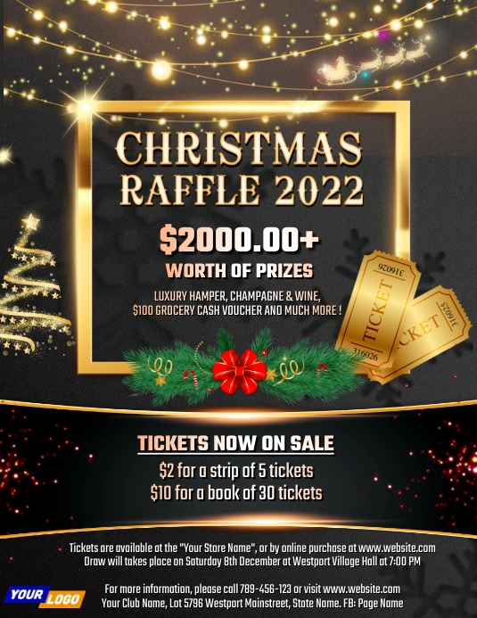 Gold Raffle Nitgh Black Gold Christmas Raffle Flyer Design Template | PosterMyWall