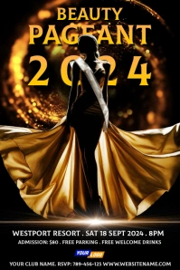 Black Gold Elegant Beauty Pageant Poster template