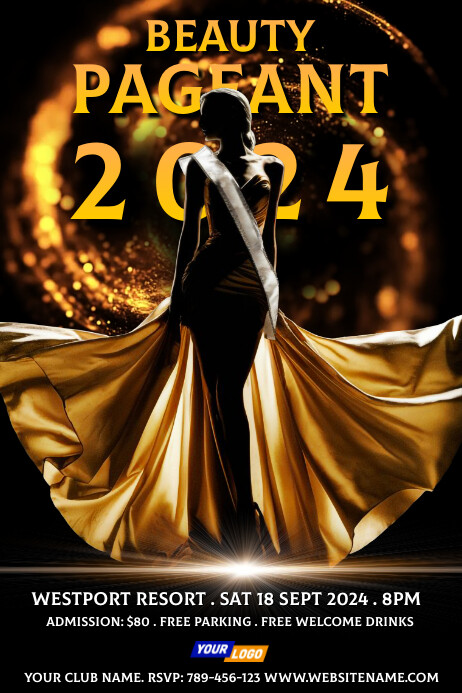 Black Gold Elegant Beauty Pageant Poster Template | PosterMyWall