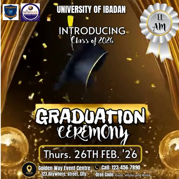 Black-Gold Elegant Graduation Ceremony Instagram Post Video Template ...