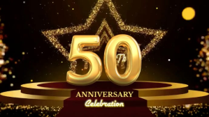 Hitam 50th Anniversary Celebration Digitalt display Template
