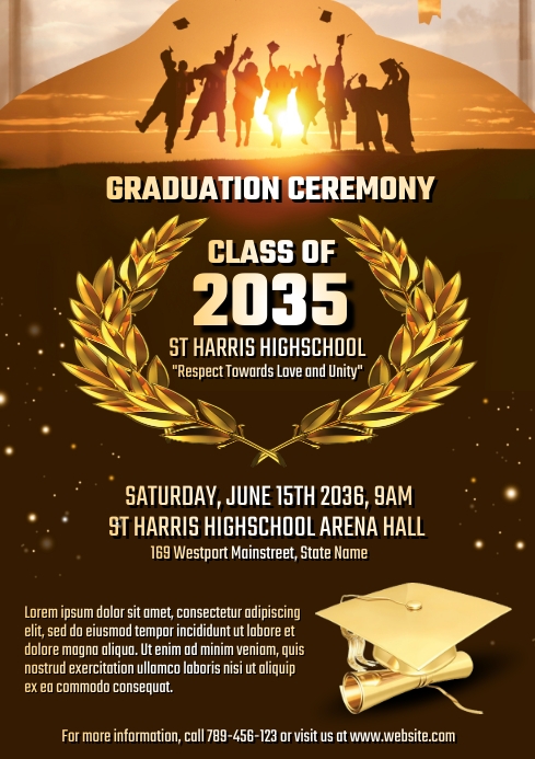 Gold Graduation Program Copy of Black gold graduation ceremony flyer design | PosterMyWall