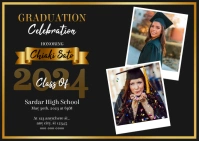 Black Gold Graduation Invitation Postal template