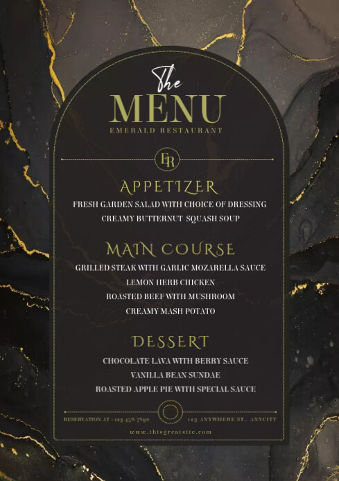 Best Fancy Menu Customization Black Gold Menu Fancy Restaurant Template | PosterMyWall