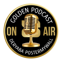 Black Gold Microphone Mic Podcast Radio On Air Logo template