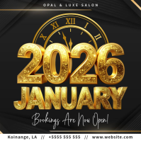 Black Gold Modern & Minimal New Year Booking Instagram Post template