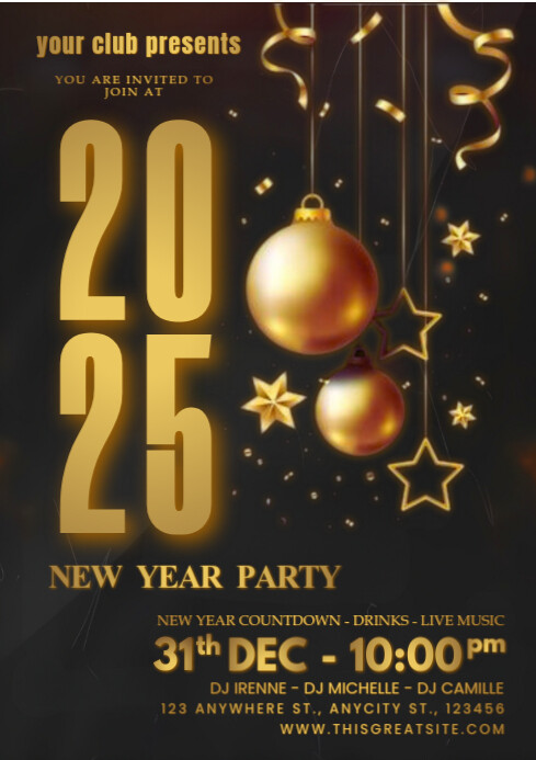 Copy of Black Gold Modern & Minimal New Year Party A4 | PosterMyWall
