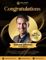Black Gold Modern Best Employee Instagram Pos Volante (Carta US) template