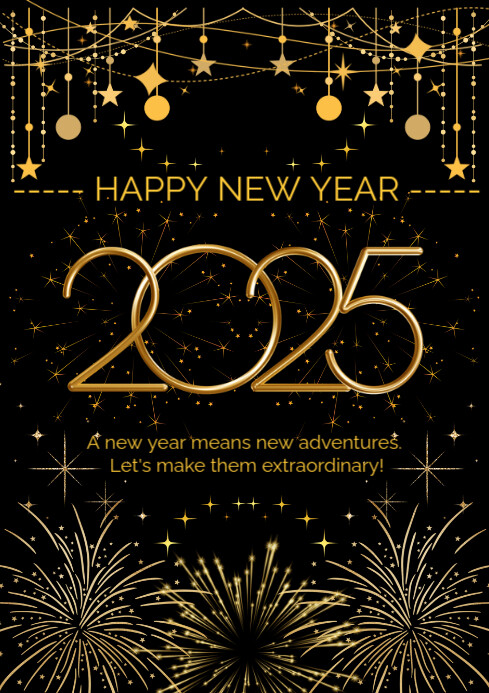 Copy of Black Gold Modern Happy New Year Poster | PosterMyWall