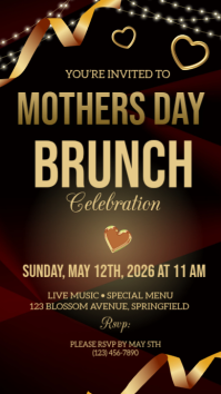 Black gold Mother's Day Brunch Invitation Instagram Story template