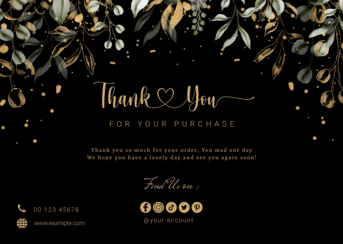Black Gold Rustic Luxury Thank You Card Template | PosterMyWall