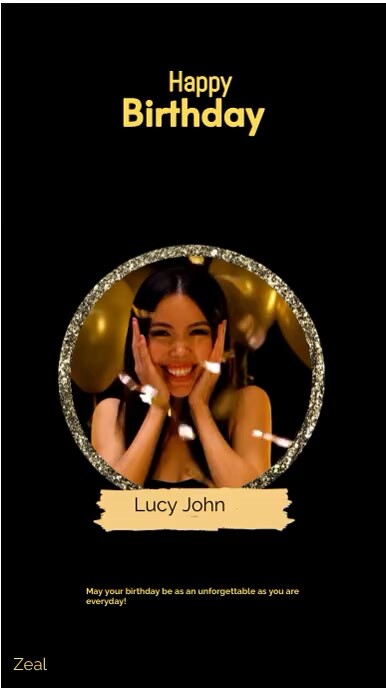 Black gold simply happy birthday design Digitale Vertoning (9:16) template