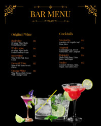 Black Gold Vintage Bar Menu Instagram Portrait template