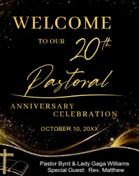 Black Golden Pastoral Anniversary Celebration Invitation & Event Flyer Poster/wallboard Iphosta/Ibhodi lasebondeni template