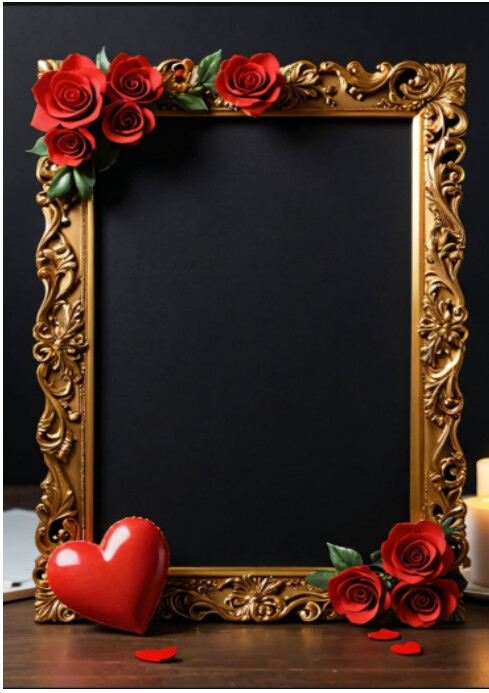 Black Golden Valentine Picture Frame  A4 template