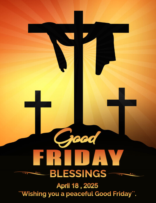 Black  Good Friday , Blessings Flyer (us Letter) template