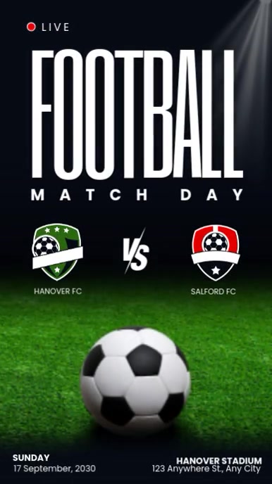 Black Gradien Football Match Day Reel Instagram template